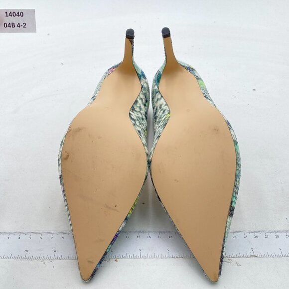 YDN Snakeskin Green High Heels Pumps Slip on Stiletto Animal Printing Shoes - Picture 7 of 8